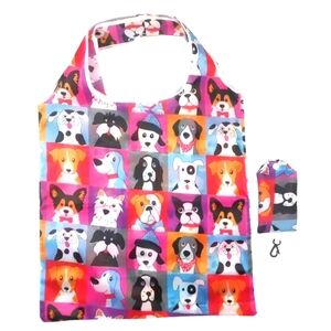 Colorful Dog Print Reusable Tote Bag